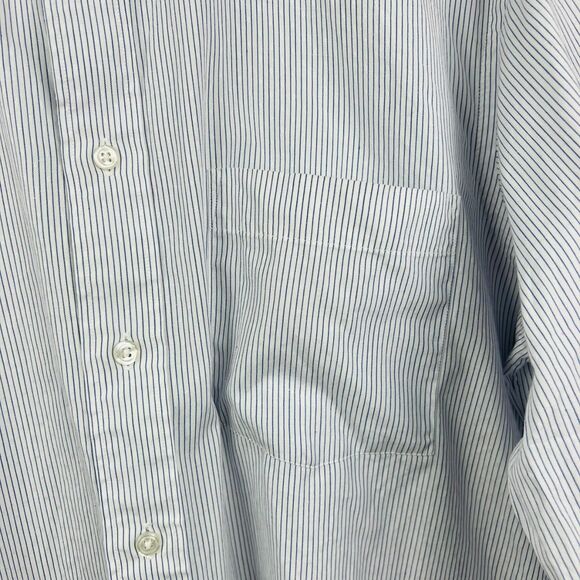 Vintage Dior Mens Cotton Blue Striped, White Button-Down Shirt Size 16.5-35 - Picture 8 of 8